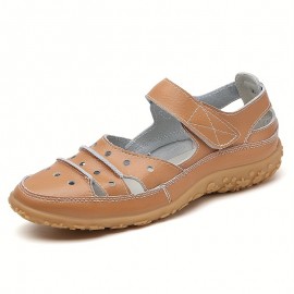 Women's Hollow Out Closed Toe Sandals, Summer Non-slip Cut-out Shoes, Casual Faux Leather Sandals