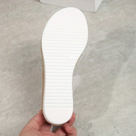 Women's Cross Strap Wedge Slide Sandals, Casual Slip On Platform Shoes, Comfortable Summer Espadrille Shoes