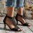 Women's Solid Color Chunky Heel Sandals, Fashion Open Toe Back Zipper Sandals, Comfortable Summer Sandals