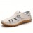 Women's Retro Flat Sandals, Closed Toe Solid Color Hook & Loop Non Slip Shoes, Casual Outdoor Sandals