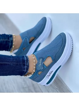 Women's Breathable Knit Wedge Sneakers, Casual Cut Out Design Shoes, Women's Non Slip Platform Shoes