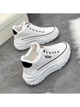 Women's Trendy Platform Sneakers, All-Match Lace Up High Top Trainers, Comfortable Outdoor Sports Shoes