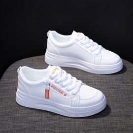 Women's Platform Lace Up Sneakers, Low Top Solid Color Casual Shoes, Women's Footwear