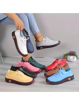 Women's Solid Color Flatform Shoes, Slip On Low-top Round Toe Non-slip Soft Rubber Sole Shoes, Casual Walking Shoes