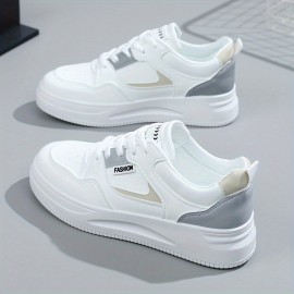 Women's Casual & Fashion Sneakers, Letter Patch Color Block Skate Shoes, Low Top Lace Up Shoes