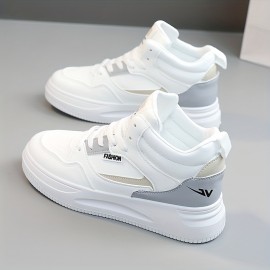 Women's Colorblock Skate Shoes, Platform High-top Lace Up Sneakers, Breathable Sports Shoes