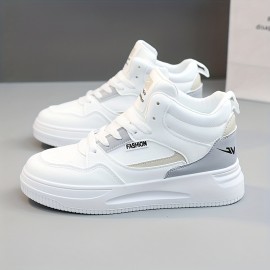 Women's Colorblock Skate Shoes, Platform High-top Lace Up Sneakers, Breathable Sports Shoes