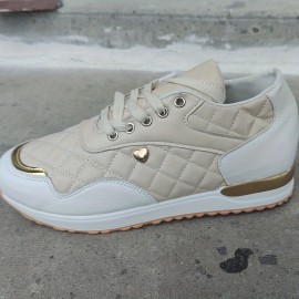 Women's Casual Sports Shoes, Fashion & Versatile Quilted Low Top Sneakers, Outdoor Non Slip Shoes