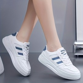 Women's Simple Platform Sneakers, Casual Lace Up Outdoor Shoes, Comfortable Low Top Skate Shoes