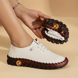 Women's Solid Color Shoes, Slip On Round Toe Low-top Breathable Non-slip Soft Sole Outdoor Shoes, Versatile Comfy Shoes