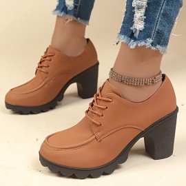 Women's Solid Color Fluffy Boots, Lace Up Soft Sole Platform Thermal Lined Boots, Winter Non-slip Snow Boots