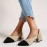 Women's Knitted Chunky Low Heels, Pointed Toe & Cap Toe Slip On Shoes, Comfy Breathable Low Heels