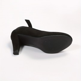Women's Solid Color Block Heels, Elegant Buckle Strap Dress Pumps, Comfortable Black Heels