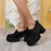 Women's Solid Color Loafers, Butterfly Decor Soft Sole Platform Casual Shoes, Chunky Heel Versatile Shoes