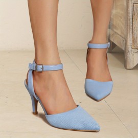 Women's Ankle Strap Slingback High Heels, Solid Color Pointed Toe Stiletto Heels, Fashionable Pumps
