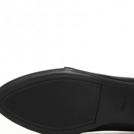 Women's Solid Color Trendy Shoes, Slip On Soft Sole Chunky Heel Daily Shoes, Round Toe Lightweight Shoes