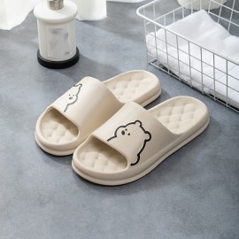 Cartoon Decor Pillow Slides, Slip On Soft Sole Platform Casual Summer Slides, Non-slip Shower Slides