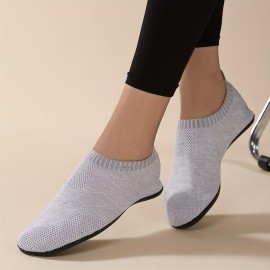 Casual Knitted Sock Slippers, Breathable & Comfortable Elastic Slip On Shoes, Lightweight Indoor Slippers