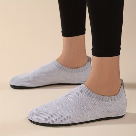 Casual Knitted Sock Slippers, Breathable & Comfortable Elastic Slip On Shoes, Lightweight Indoor Slippers