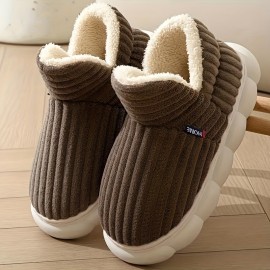Super Soft Thermal Platform Slippers, Solid Color Slip On Plush Winter Shoes, Cozy & Warm Home Slippers