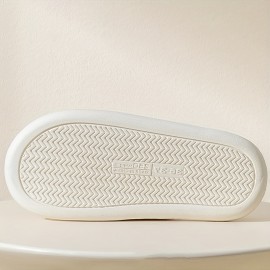 Women's Cute Cartoon Printed Slipper, Slip On Open Toe Home Non-slip Linen Sole Slides Shoes, Cozy Plush Indoor Shoes