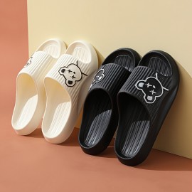 Women's Bear Flat Slides Shoes, Non-slip Quick Drying Indoor Bathroom Slippers, House EVA Slippers