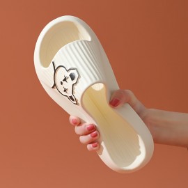 Women's Bear Flat Slides Shoes, Non-slip Quick Drying Indoor Bathroom Slippers, House EVA Slippers