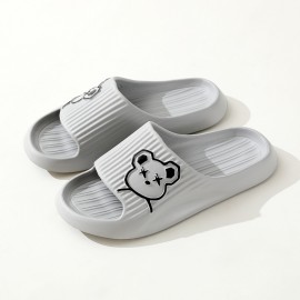 Women's Bear Flat Slides Shoes, Non-slip Quick Drying Indoor Bathroom Slippers, House EVA Slippers