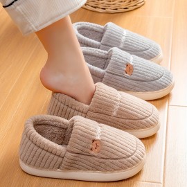 Women's Cute Animal Plush Slippers, Fuzzy Warm Slip On Indoor Non Slip Shoes, Bedroom Slippers