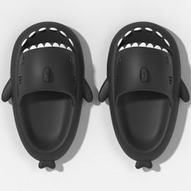 Unisex Creative Shark Design Slides, Solid Color Soft Sole Open Toe EVA Bathroom Shoes, Indoor & Outdoor Beach Pillow Slides