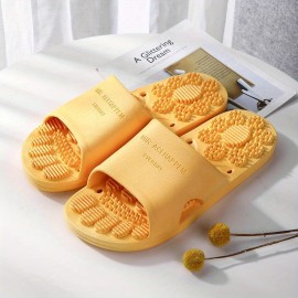 Women's Indoor Massage Slides, Soldi Color Comfy Non Slip Bathroom Shoes, Home PVC Slides