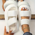 Simple Platform Slippers, Casual Slip On Bedroom Slipeprs, Comfortable Indoor Home Slippers