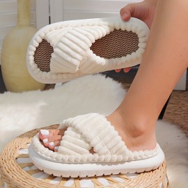 Simple Platform Slippers, Casual Slip On Bedroom Slipeprs, Comfortable Indoor Home Slippers