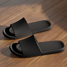 Simple Solid Color Slides, Casual Open Toe Flat Slip On Shoes, Comfortable Indoor Home Bathroom Slides