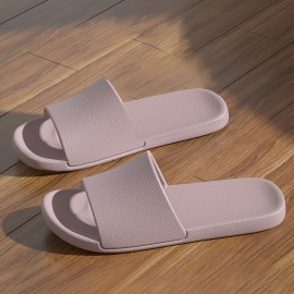 Simple Solid Color Slides, Casual Open Toe Flat Slip On Shoes, Comfortable Indoor Home Bathroom Slides