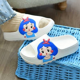 Women's Cartoon Pillow Slides, Kawaii Soft Sole Non Slip Wear-resistant Shoes, Home Bathroom EVA Slides