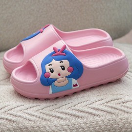 Women's Cartoon Pillow Slides, Kawaii Soft Sole Non Slip Wear-resistant Shoes, Home Bathroom EVA Slides